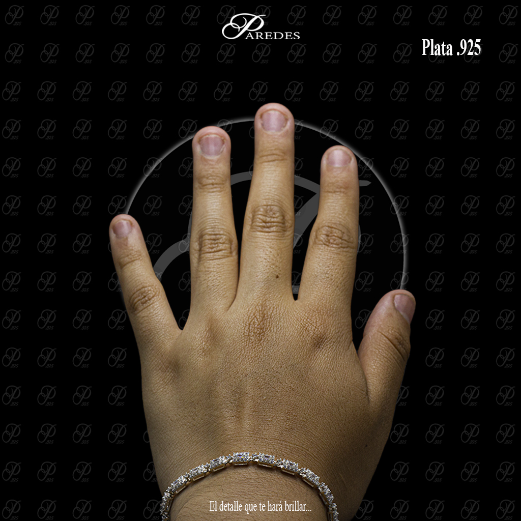 PULSERA ZIRCONIA GUIA BAGUETTE EN BISEL BLANCA