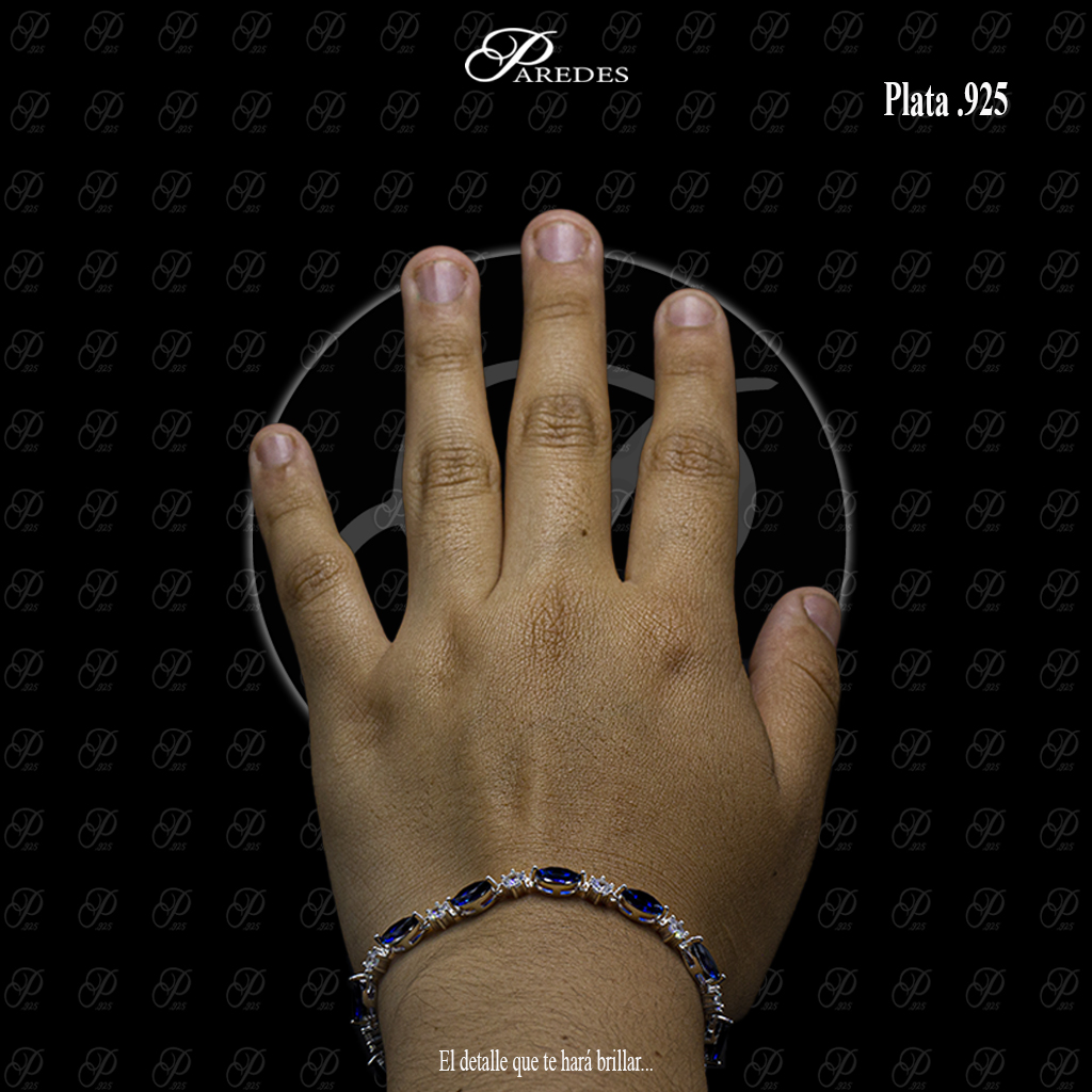 PULSERA ZIRCONIA OJAL # 9 RECTO # 3 MARINO