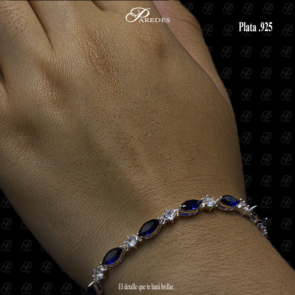 PULSERA ZIRCONIA OJAL # 9 RECTO # 3 MARINO