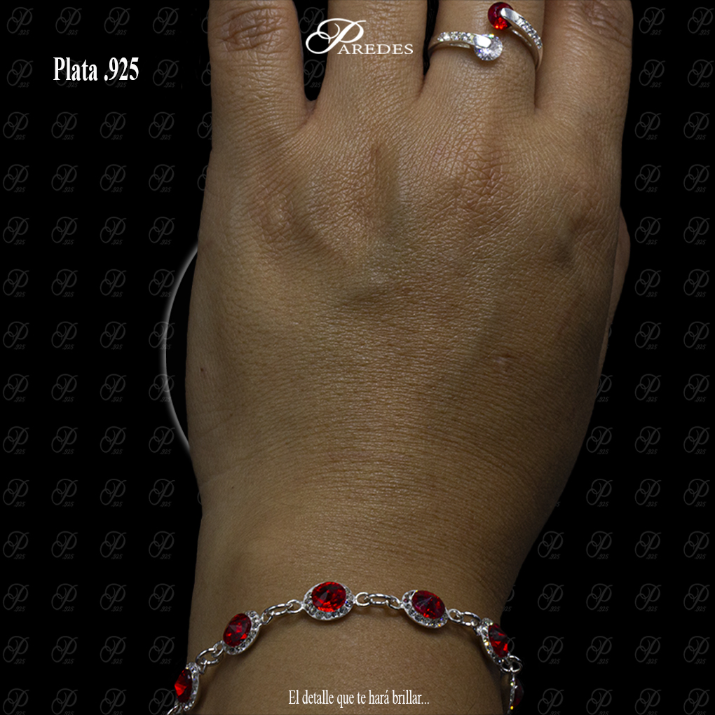 PULSERA CRISTAL RIVOLI REDONDA ROJO