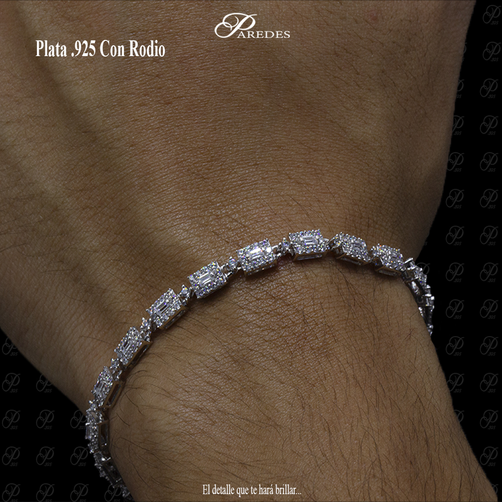 PULSERA ZIRCONIA GUIA BAGUETTE BLANCA