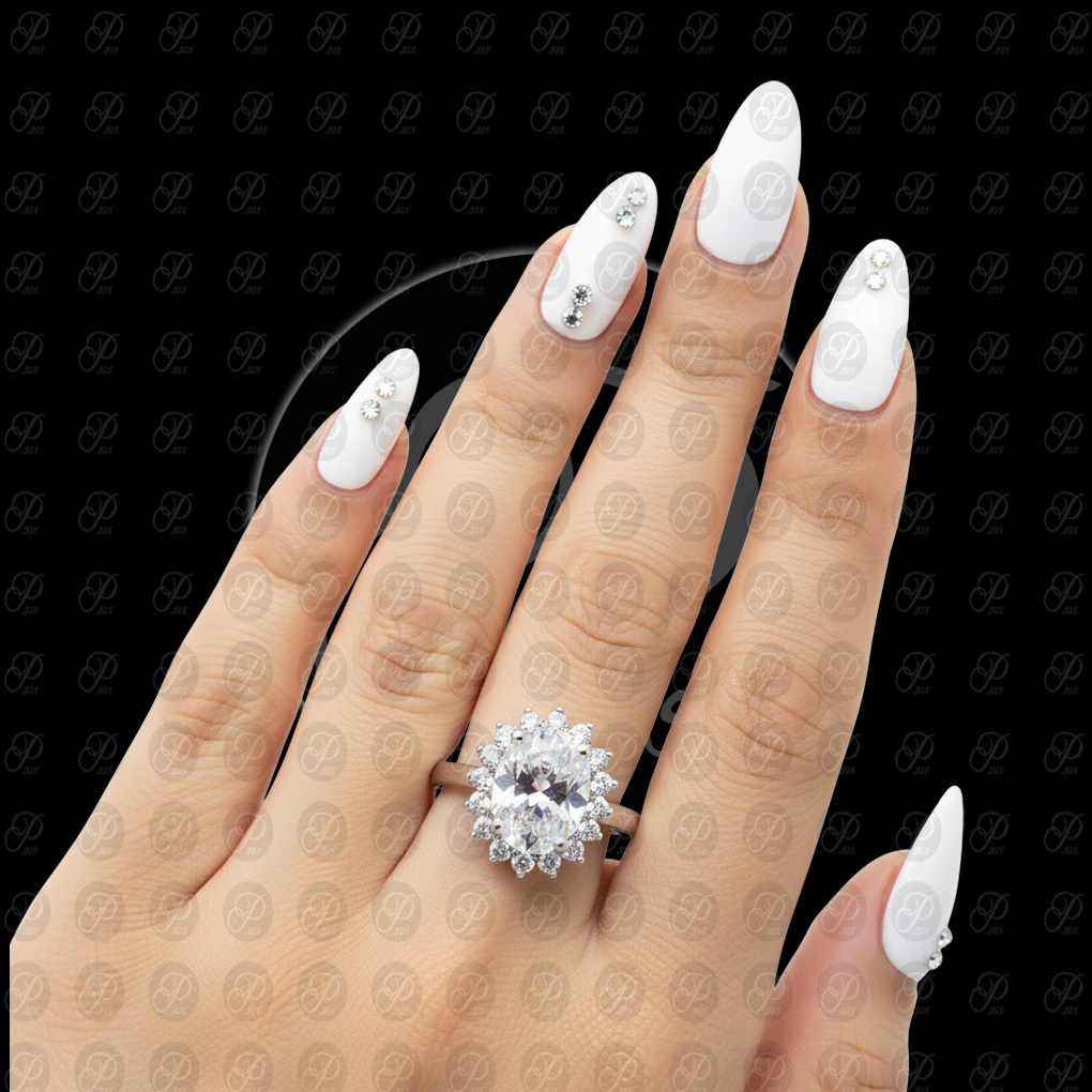 ANILLO ROSETA PUNTAS OVALO V-8 BLANCO