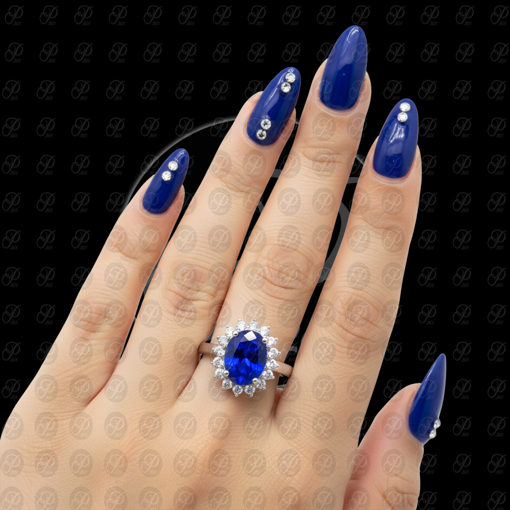 ANILLO ROSETA PUNTAS OVALO V-8 MARINO