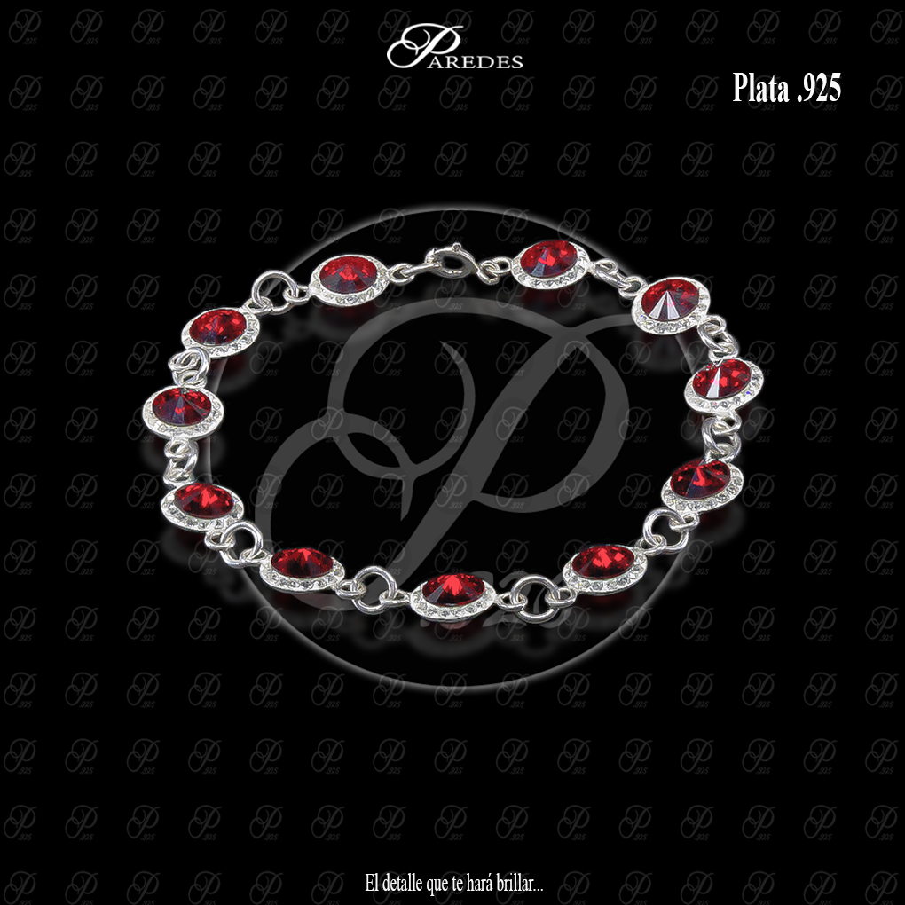 PULSERA CRISTAL RIVOLI REDONDA ROJO