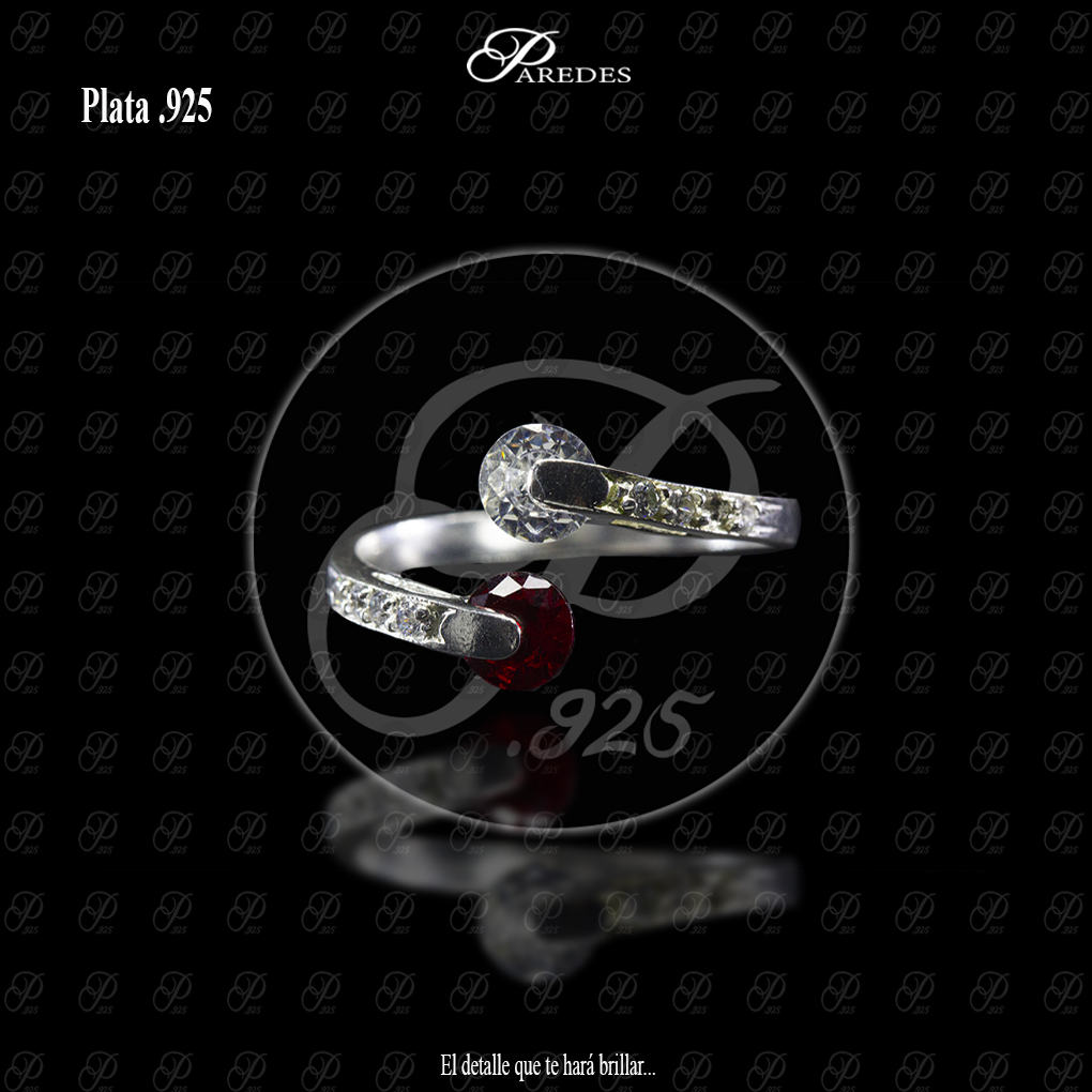 ANILLO AJUSTABLE TU Y YO ZIRCONIA ROJA