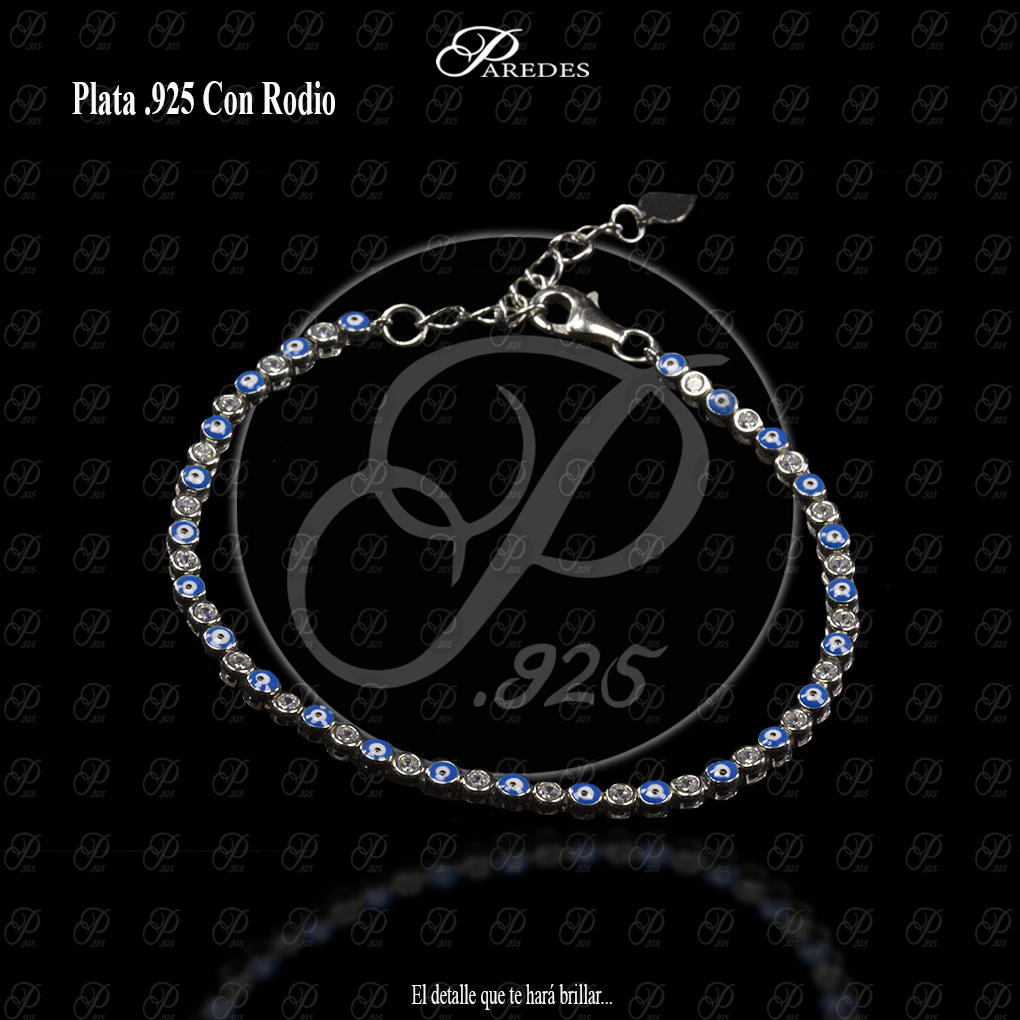 PULSERA OJO Y ZIRCONIA BISELADO TURQUESA