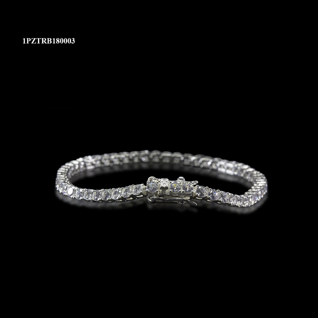 PULSERA TENIS RECTO #3 BROCHE 8 BLANCA