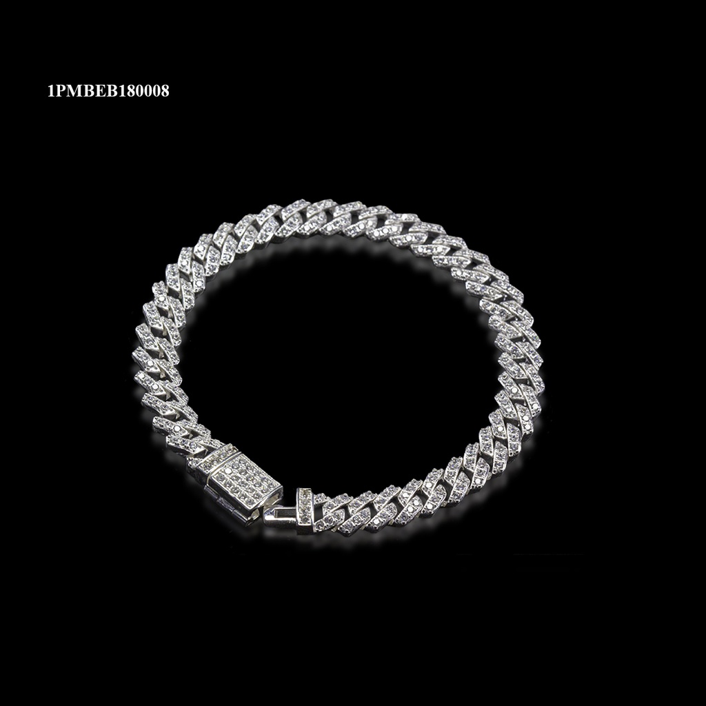 PULSERA MICROPAVE BARBADA TRAPECIOS M-8 BLANCA