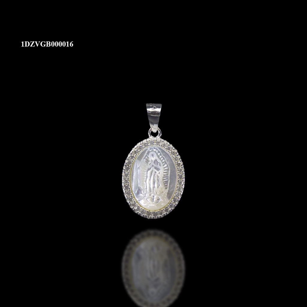 DIJE VIRGEN GUADALUPE MADRE PERLA EN BISEL B-1 BLANCO