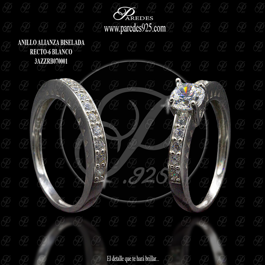 ANILLO ALIANZA BISELADA RECTO-6 BLANCO