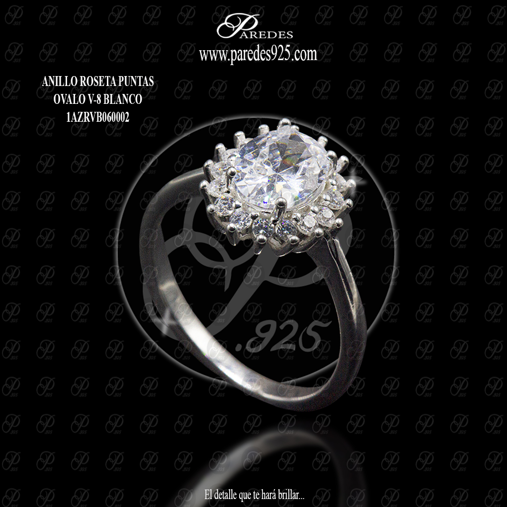 ANILLO ROSETA PUNTAS OVALO V-8 BLANCO