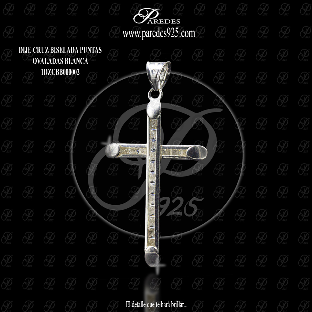DIJE CRUZ BISELADA PUNTAS OVALADAS BLANCA