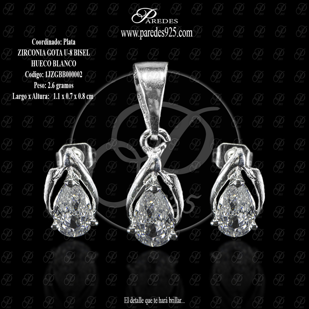 COORDINADO ZIRCONIA GOTA U-8 BISEL HUECO BLANCO