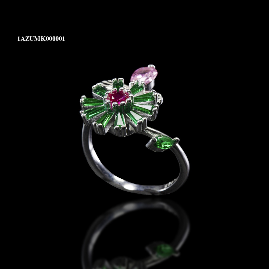 [1AZUMK000001] ANILLO GIRATORIO FLOR MEDIA VUELTA CON ABEJA MULTICOLOR