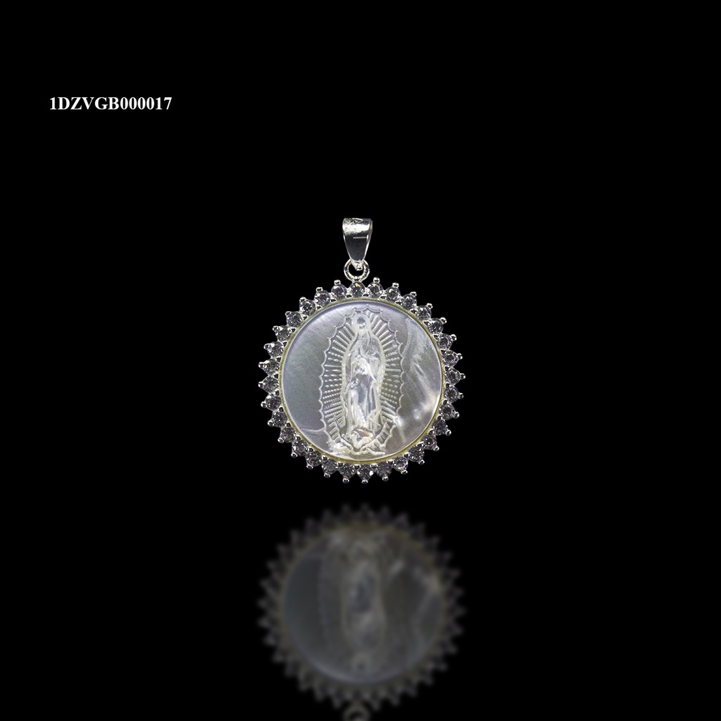 [1DZVGB000017] DIJE VIRGEN GUADALUPE MADRE PERLA BISEL PUNTAS BLANCO