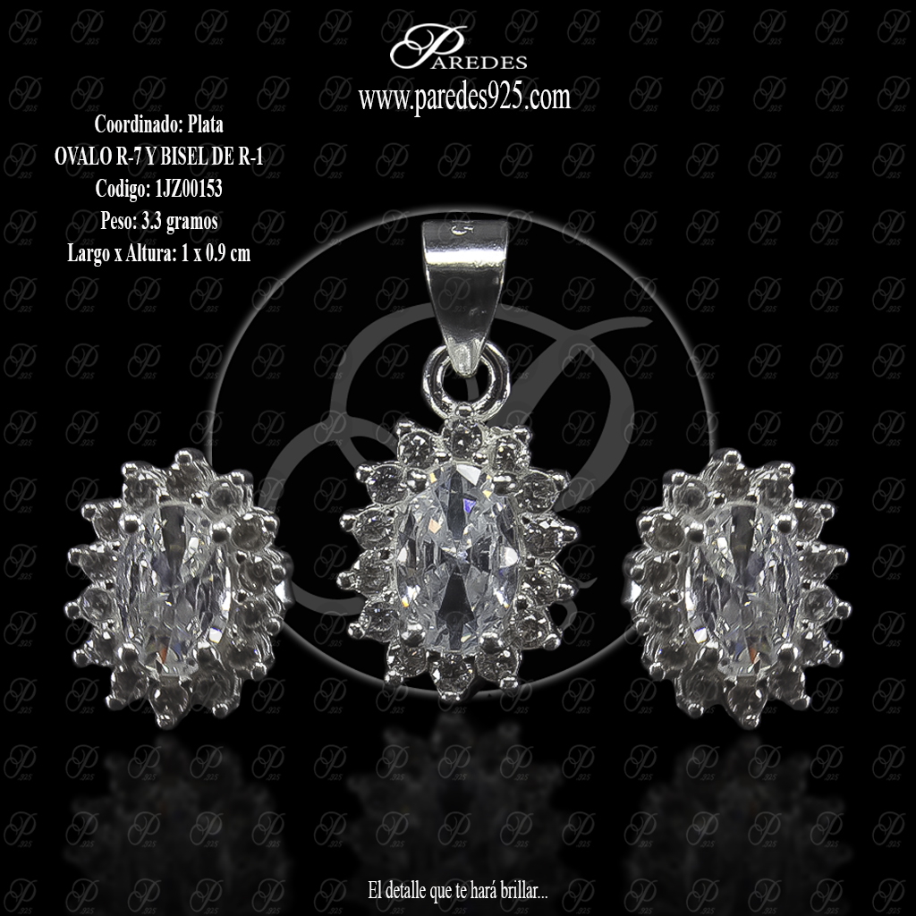 [1JZ00153] 	COORDINADO OVALO R-6 Y BISEL DE R-1 ARETES .9 X .8