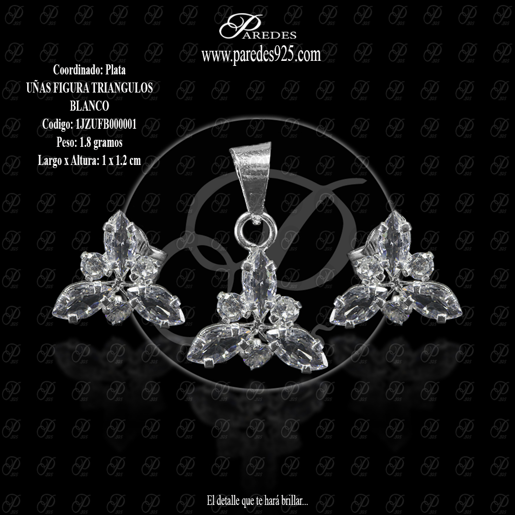 [1JZUFB000001] COORDINAD UÑAS FIGURA TRIANGULOS TRIQUETA BLANCO ( A- 1 X 1.2 )