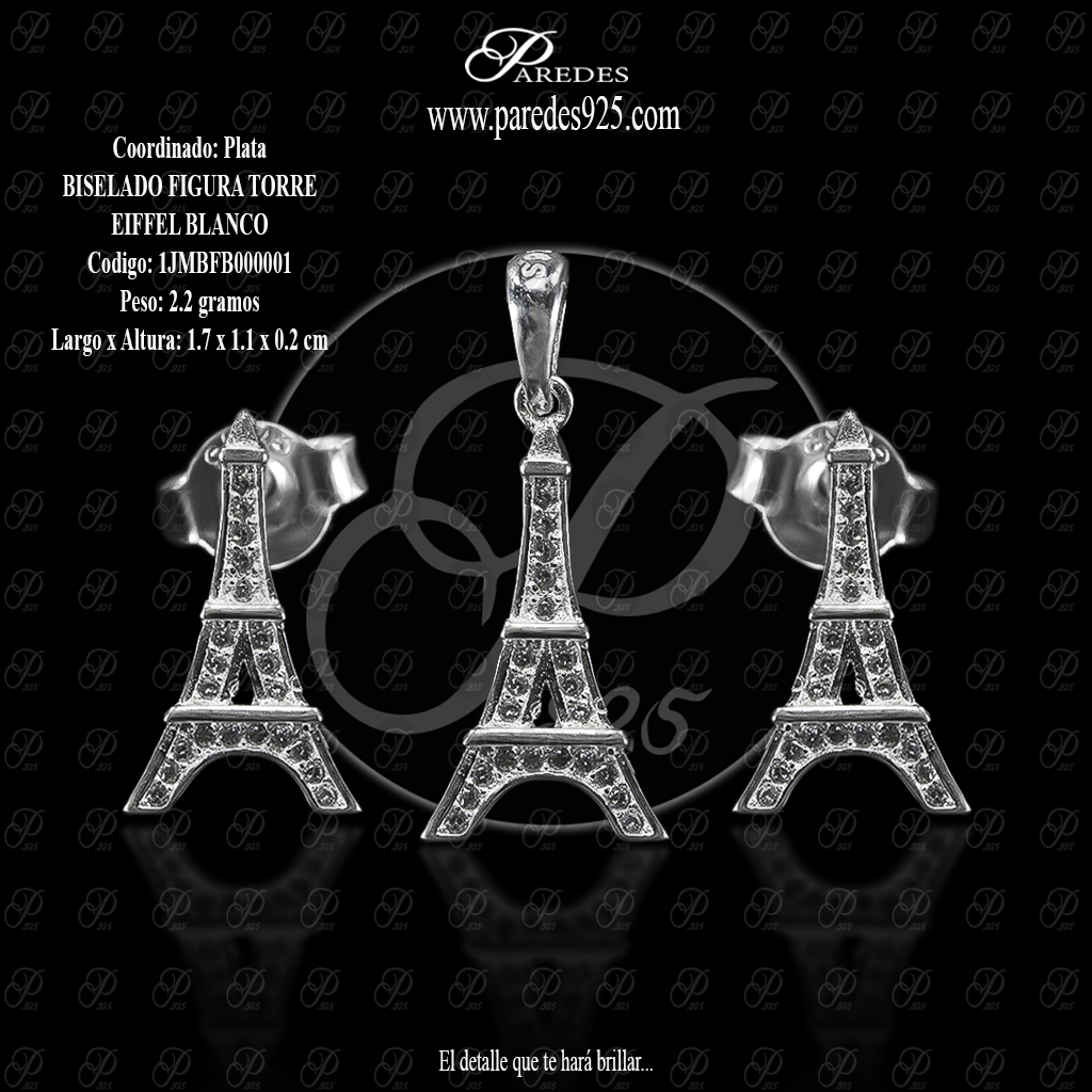 [1JMBFB000001] COORDINADO BISELADO FIGURA TORRE EIFFEL BLANCO
