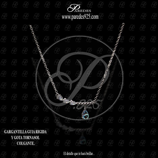 [3GZGGU000004]  GARGANTILLA GUIA RIGIDA R-1.5 Y GOTA TORNASOL COLGANTE