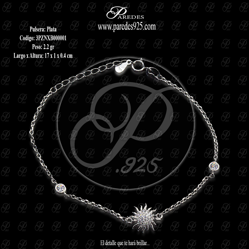 [3PZNXB000001] PULSERA B-4 COMBINADA CON SOL BLANCO