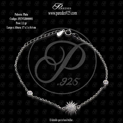 [3PZNXB000001] PULSERA B-4 COMBINADA CON SOL BLANCO