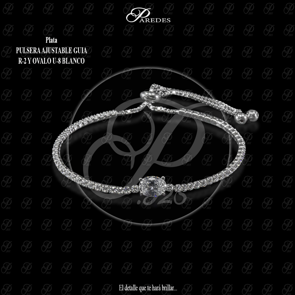 [3PZAVB000001] PULSERA AJUSTABLE GUIA R-2 Y OVALO U-8 BLANCO
