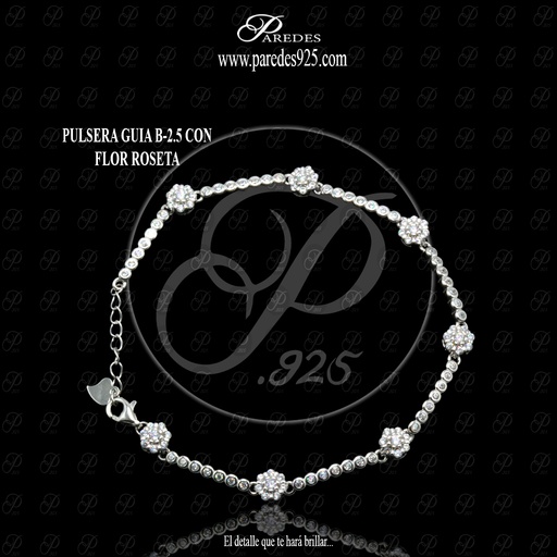 [3PZGRB000005] PULSERA GUIA B-2.5 CON FLOR ROSETA BLANCA