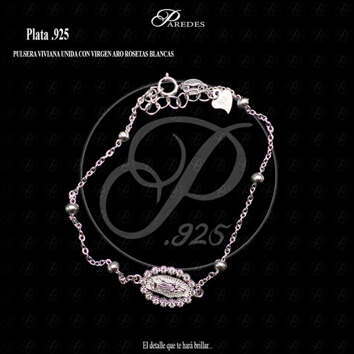 [1PNURB000002] PULSERA VIVIANA UNIDA CON VIRGEN ARO ROSETAS BLANCAS